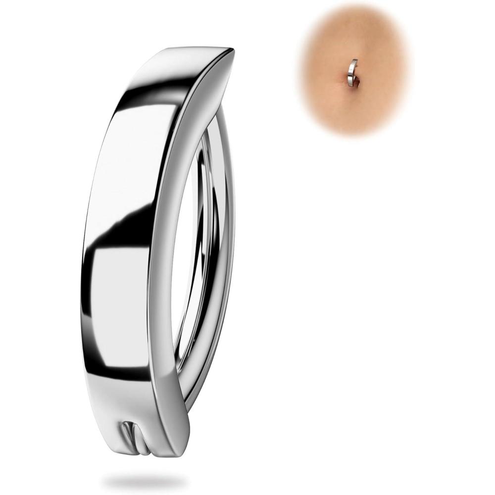 imageBodyBonita G23 Titanium Belly Button Rings  14G Internally Threaded 14mm Belly Ring Round Square Star Teardrop CZ Navel Rings for WomenClicker