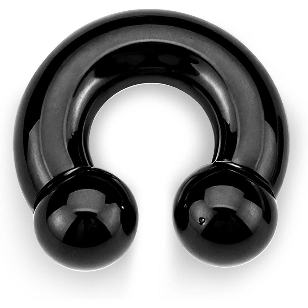 imageBodyBonita G23 Titanium Septum Rings 00024681012G Horseshoe Circular Barbell Spikes Stretched Pincher Nose Piercing Jewelry ASTM F136 Titanium Earrings for Women Men 10121619 mmBlackHorseshoe Balls