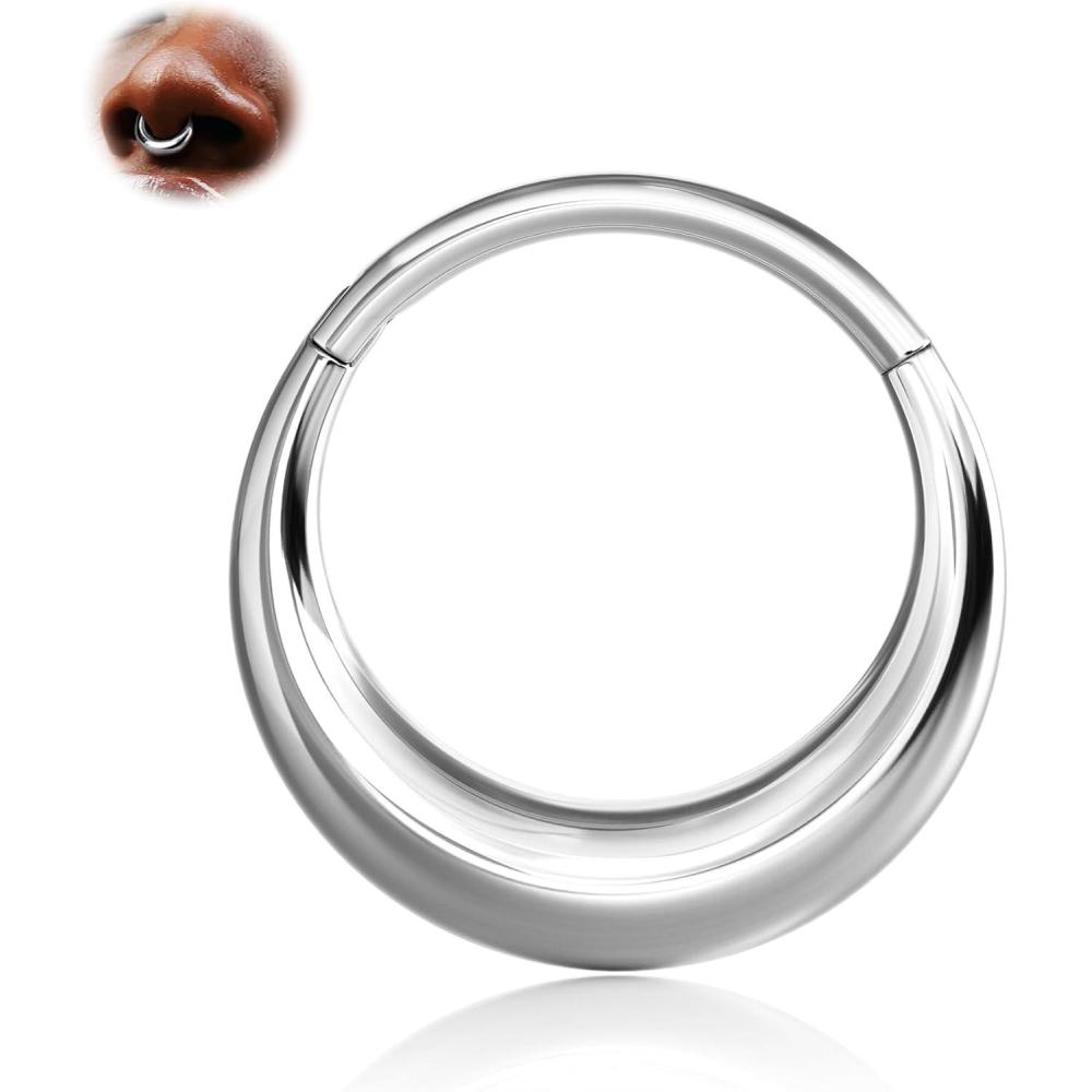 imageBodyBonita Septum Rings 16G 316L Stainless Steel Nose Rings Hoops for Men Women Septum Piercing Jewelry 8 mm 10 mmSilverOrbit