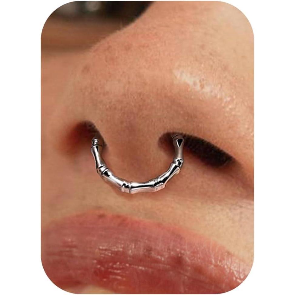 imageBodyBonita Septum Rings 16G 316L Stainless Steel Nose Rings Hoops for Women Septum Piercing Jewelry 8mm 10mmBambooGoldSilver