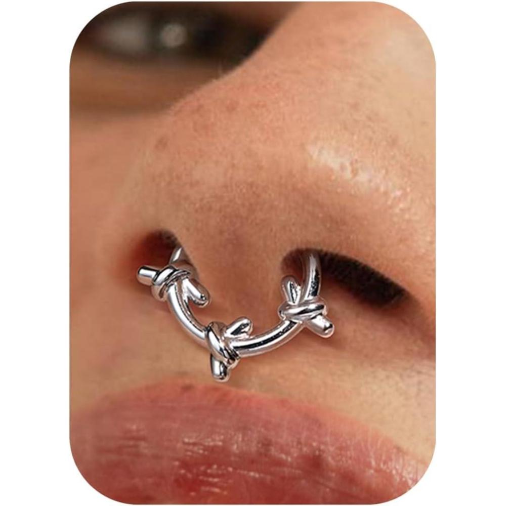 imageBodyBonita Septum Rings 16G 316L Stainless Steel Nose Rings Hoops for Women Septum Piercing Jewelry 8mm 10mmIntertwinedGoldSilver