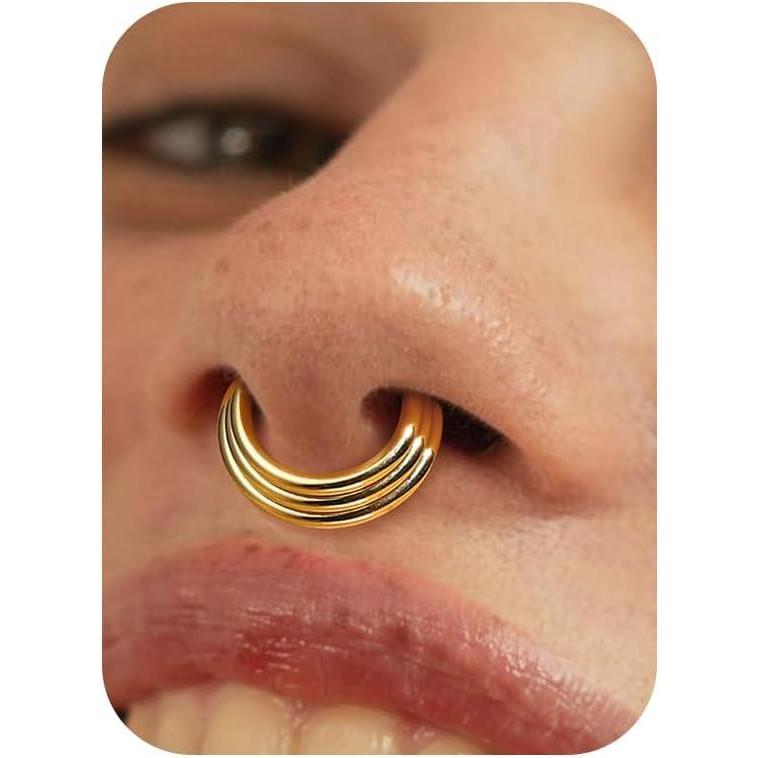imageBodyBonita Septum Rings 16G  316L Stainless Steel Nose Rings Hoops for Women Septum Piercing Jewelry 8mm 10mmLayered HarmonyGoldSilver