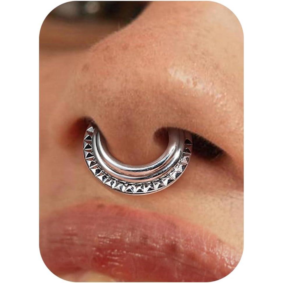 imageBodyBonita Septum Rings 16G  316L Stainless Steel Nose Rings Hoops for Women Septum Piercing Jewelry 8mm 10mmModern MajestySilver