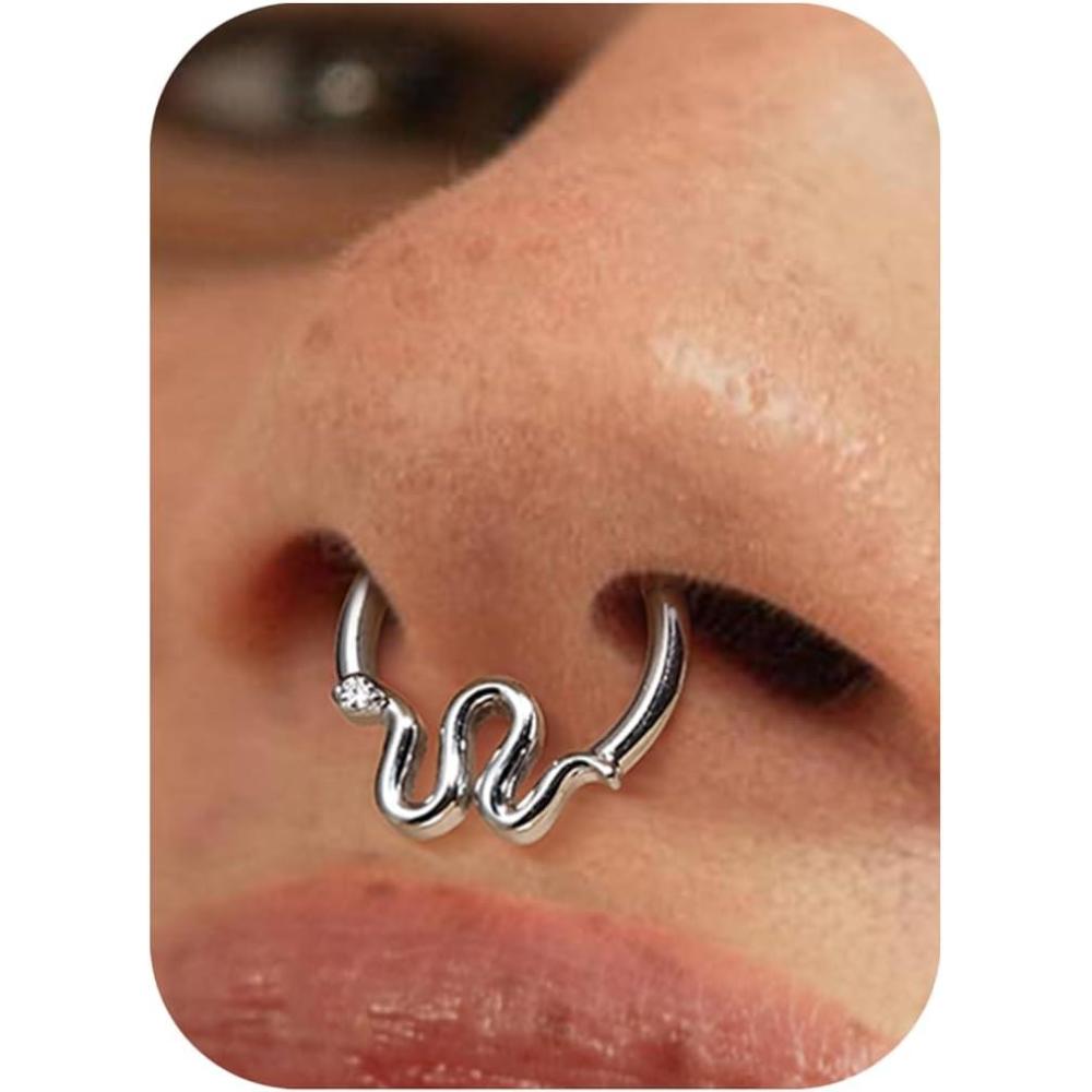 imageBodyBonita Septum Rings 16G 316L Stainless Steel Nose Rings Hoops for Women Septum Piercing Jewelry 8mm 10mmSerpentineGoldSilver