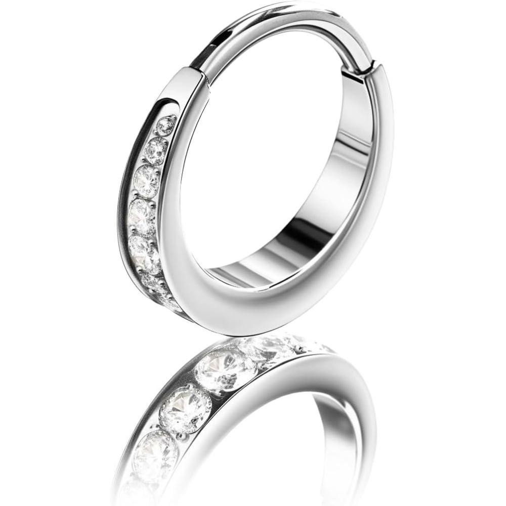 imageBodyBonita Septum Rings Jewelry 16G G23 Titanium Nose Rings Hoops for Women Men Clear CZ Nostril Piercing 810 mm 14K Gold PlatedSilverSilverClear CZ