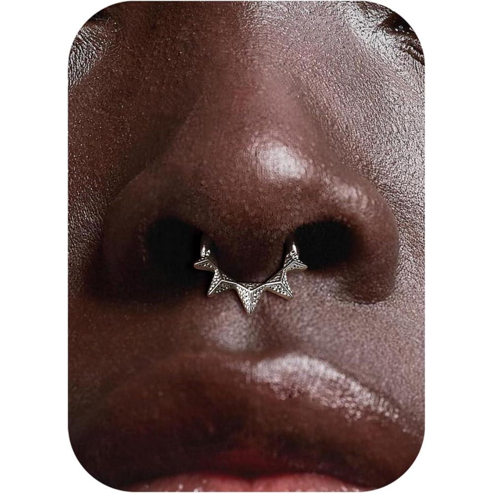 imageBodyBonita Spike 16G Septum Rings  316L Stainless Steel Nose Rings Hoops for Women Men Helix Piercing Jewelry Tragus Daith Conch Cartilage Hoop Earring 14K Gold PlatedSilver 8 mm10 mmStyle 8Silver