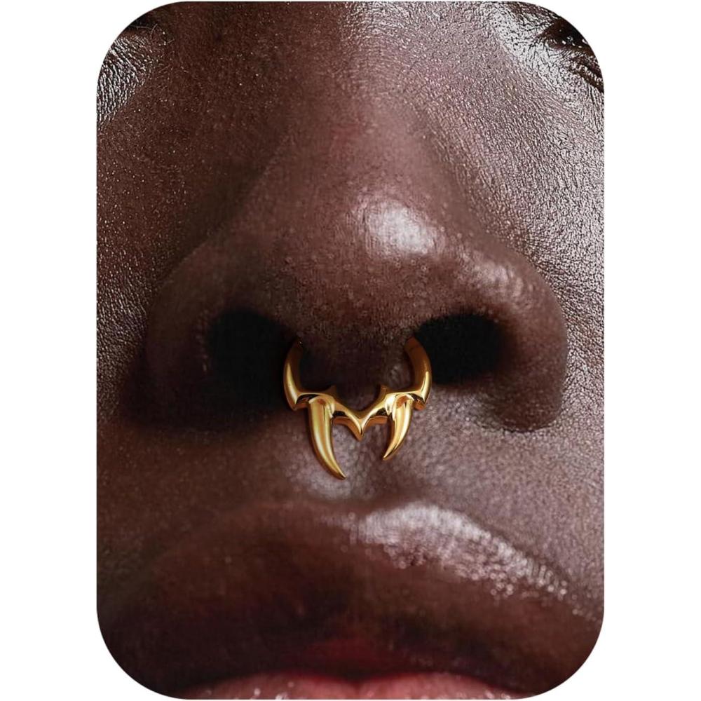 imageBodyBonita Spike 16G Septum Rings  316L Stainless Steel Nose Rings Hoops for Women Men Helix Piercing Jewelry Tragus Daith Conch Cartilage Hoop Earring 14K Gold PlatedSilver 8 mm10 mmStyle 2SilverGold