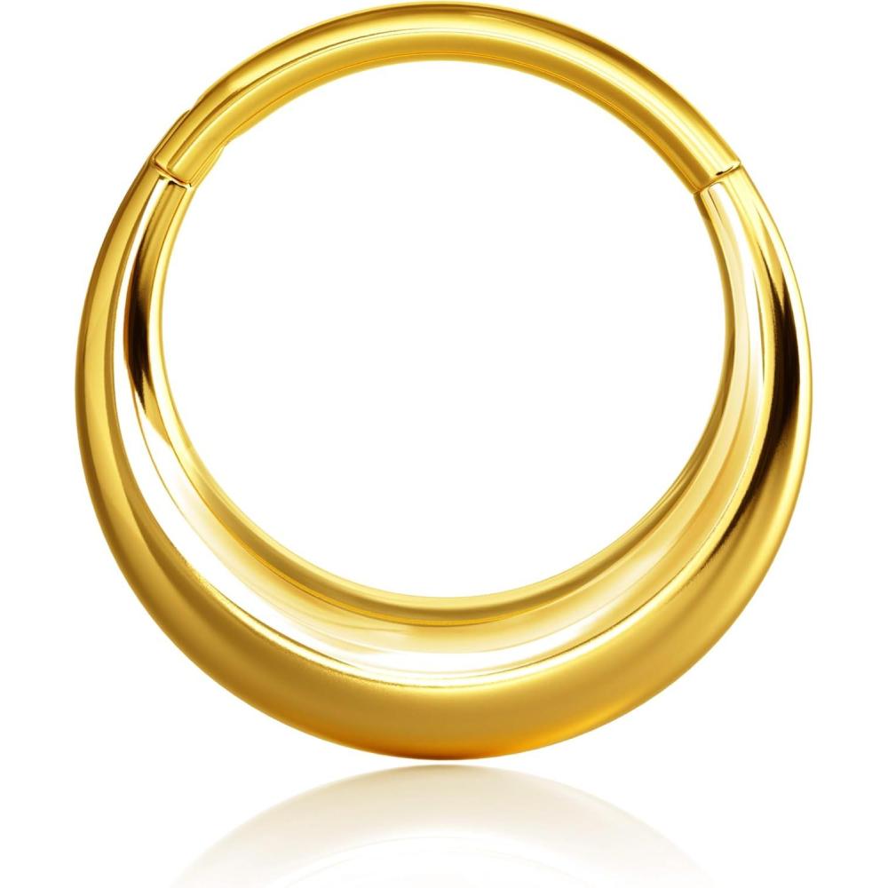 imageBodyBonita Titanium Septum Rings 16G  G23 Titanium Nose Ring Hoops for Men Women Septum Piercing Jewelry 8 mm 10 mmGoldOrbit