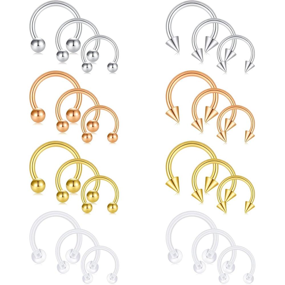 imageIncaton 20PCS 16G Surgical Steel Nose Septum Rings Piercing Jewelry Horseshoe Cartilage Helix Tragus Earring Hoop Eyebrow Lip Hoop Retainer for Women Men