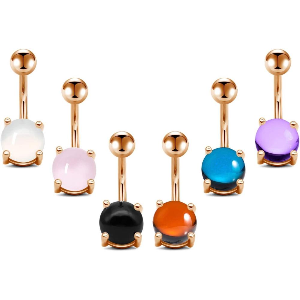 imageIncaton 6pcs Belly Button Rings 14G Stainless Steel Belly Rings for Women 10mm Navel Barbell Piercing Jewelry
