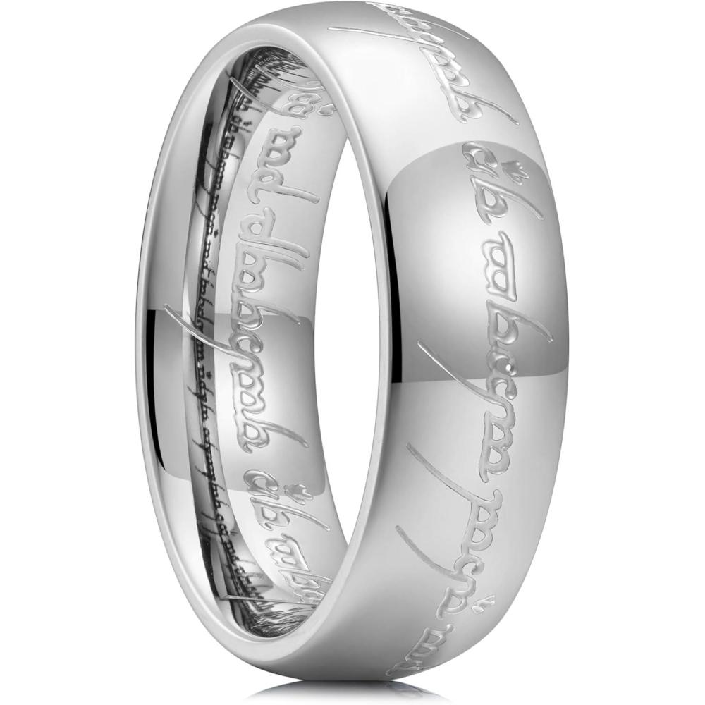 imageKing Will 316L Stainless Steel Wedding Band for Men Women8mm GoldBlackSliver Fidget Spinner Wedding Ring High Polished with Unique Pattern Design Comfort Fit Size 714BAll Sliver