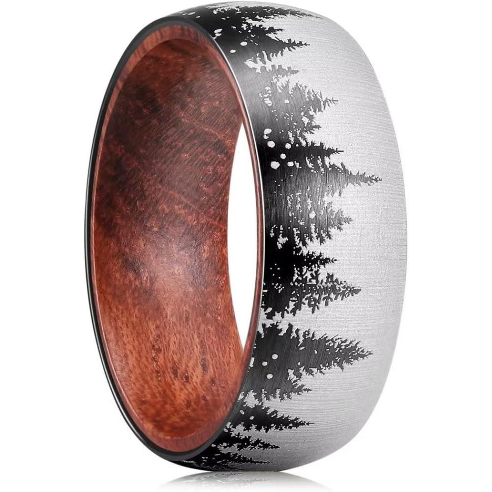 imageKing Will 68mm Wedding Band for Men SilverBlack Hammered Titanium Wedding Ring Inlaid Wood Inner Hole Wedding Band for Men Matte Brushed Comfort Fit 714Csilver