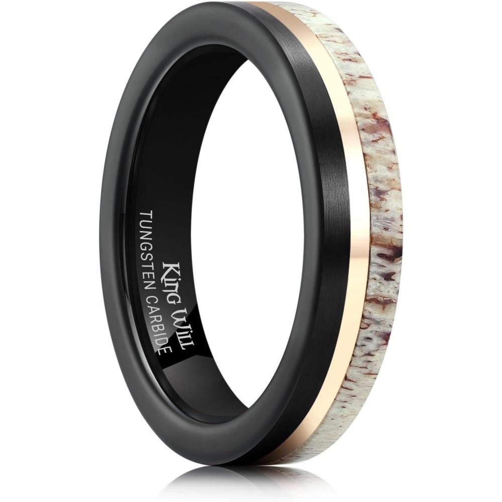 imageKing Will 8mm Wooden Wedding Band Celtic Deer Mens Rings Engagement Ring Anniversary Couple Bands Set Comfort Fit Size 6144mm black