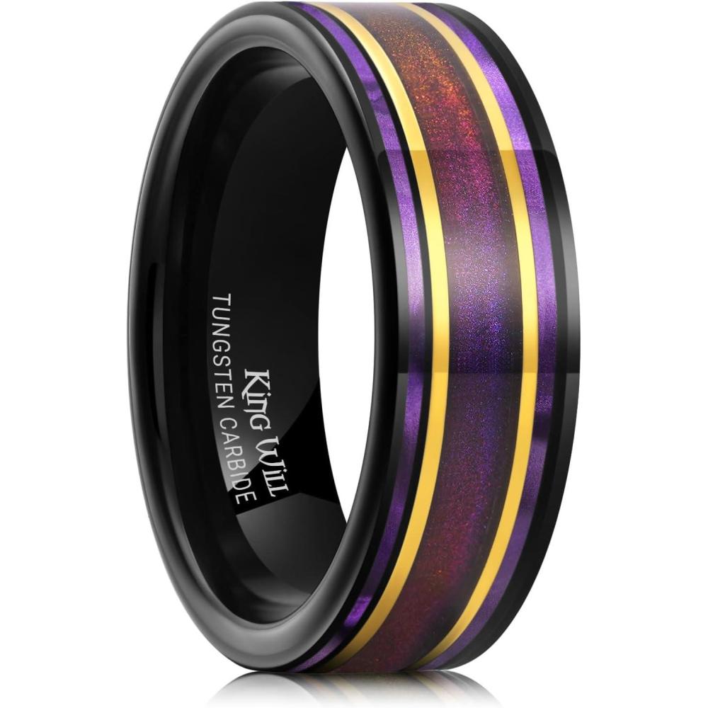 imageKing Will 8mm Wooden Wedding Band Celtic Deer Mens Rings Engagement Ring Anniversary Couple Bands Set Comfort Fit Size 614Purple Blue Purple Orange