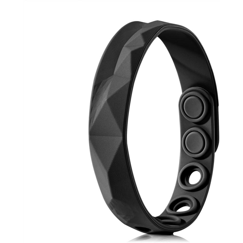 imageKing Will Adjustable Silicone Bracelet for Men 10quotquot Breathable Rubber Wristband Designed with LightingSquares BlackGreyBlack Squares