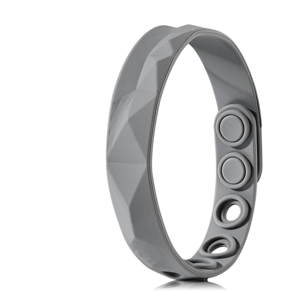 imageKing Will Adjustable Silicone Bracelet for Men 10quotquot Breathable Rubber Wristband Designed with LightingSquares BlackGreyGrey Squares