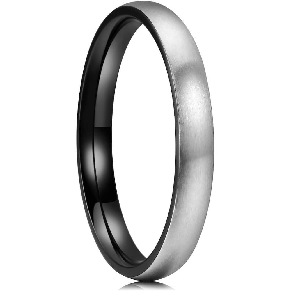 imageKing Will BASIC 3mm Titanium Ring Stainless Steel BrushedMatte Black Comfort Fit Wedding Band For Men 10
