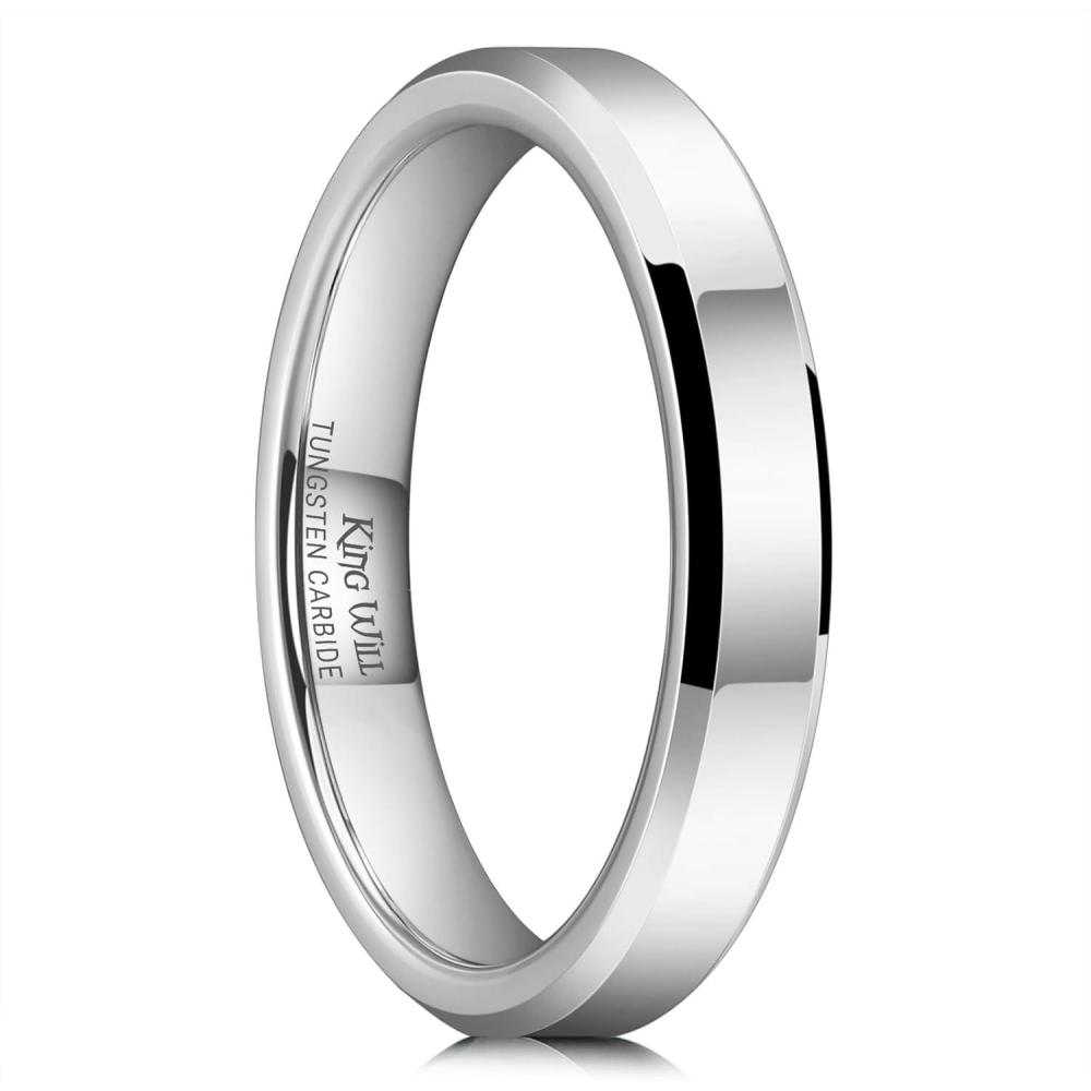 imageKing Will BASIC Men Women 4mm5mm6mm7mm8mm Tungsten Rings Polished Wedding Band Engagement Anniversary Band Comfort Fit4mm