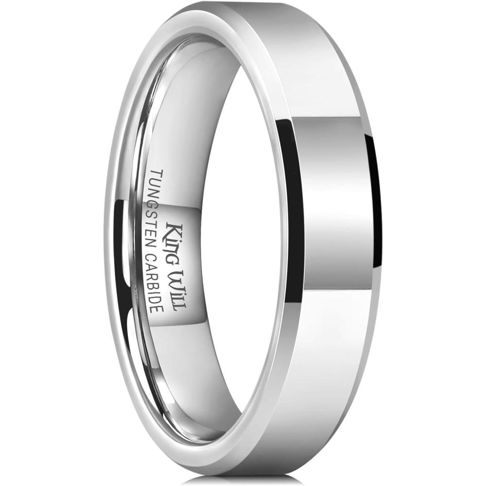 imageKing Will BASIC Men Women 4mm5mm6mm7mm8mm Tungsten Rings Polished Wedding Band Engagement Anniversary Band Comfort Fit5mm