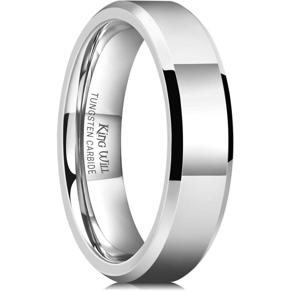 imageKing Will BASIC Men Women 4mm5mm6mm7mm8mm Tungsten Rings Polished Wedding Band Engagement Anniversary Band Comfort Fit6mm
