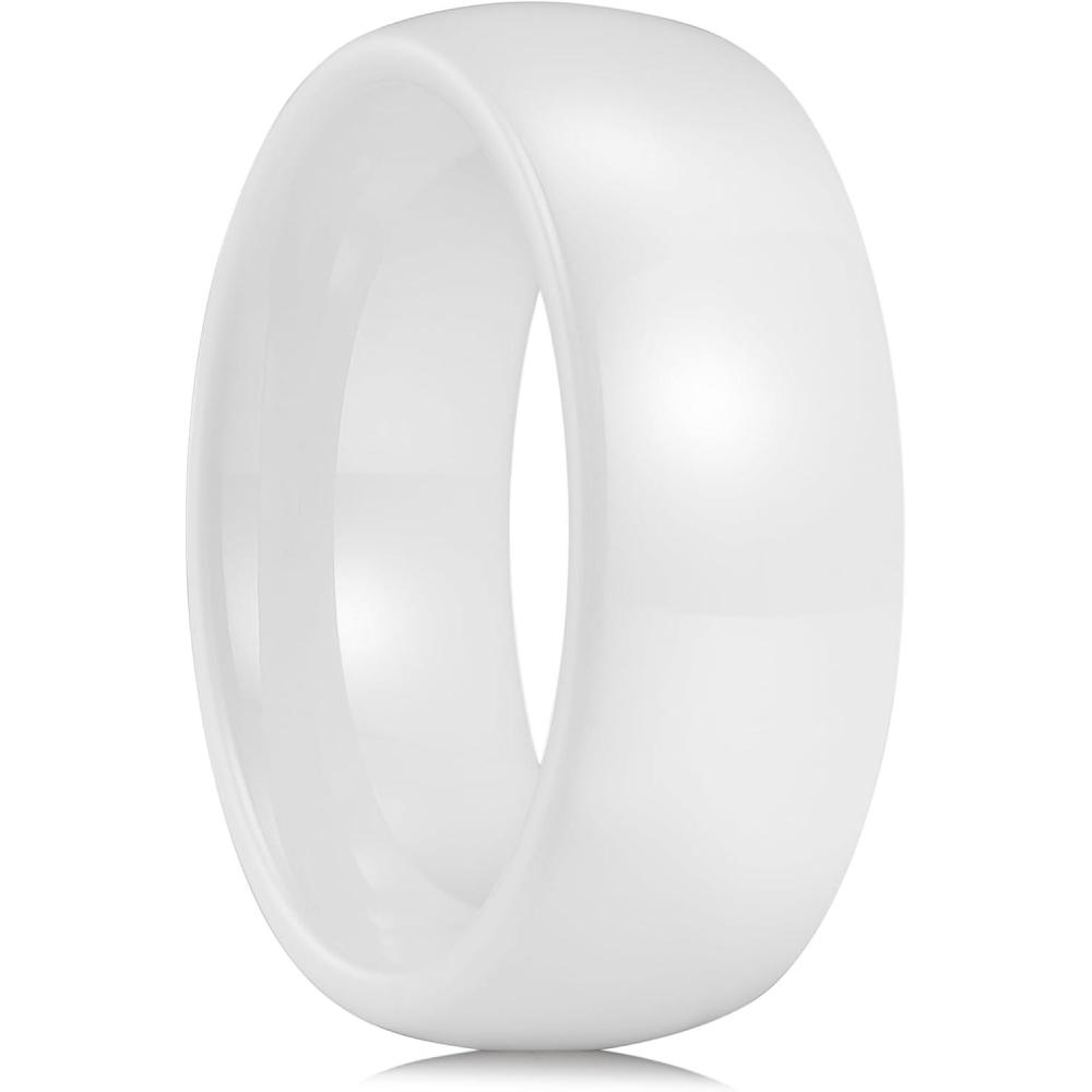 imageKing Will Ceramic Wedding Band for Men Women68mm Width Black ampamp White with Multi Style Design Promise Rings Comfort Fit Size 714WitheDome8mm