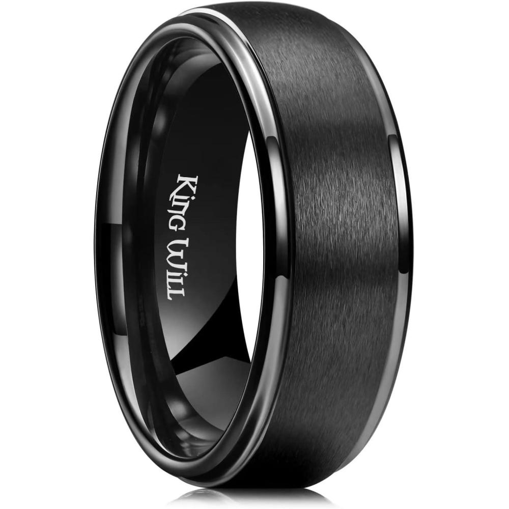imageKing Will Ceramic Wedding Band for Men Women68mm Width Black ampamp White with Multi Style Design Promise Rings Comfort Fit Size 714black8mm