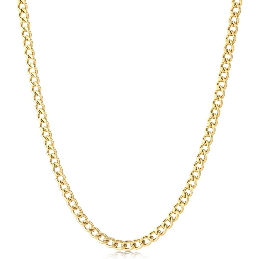 imageKing Will Cuban Chain for Men and Women 40mm Stainless Steel Mens Gold Chain Hip Hop Link NecklaceGold35mm