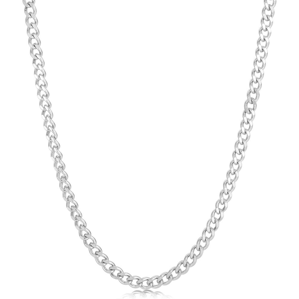 imageKing Will Cuban Chain for Men and Women 40mm Stainless Steel Mens Gold Chain Hip Hop Link NecklaceSilver35mm