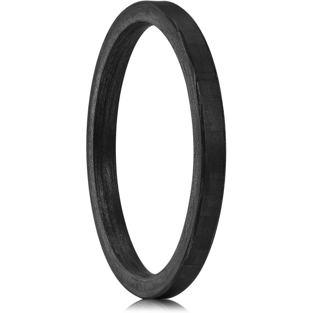 imageKing Will GENTLEMAN 7mm Mens Titanium Wedding Ring Carbon Fiber Inlay Engagement Ring BlackSilverGoldBlue Promise Ring For Him Comfort FitDark Black2mm