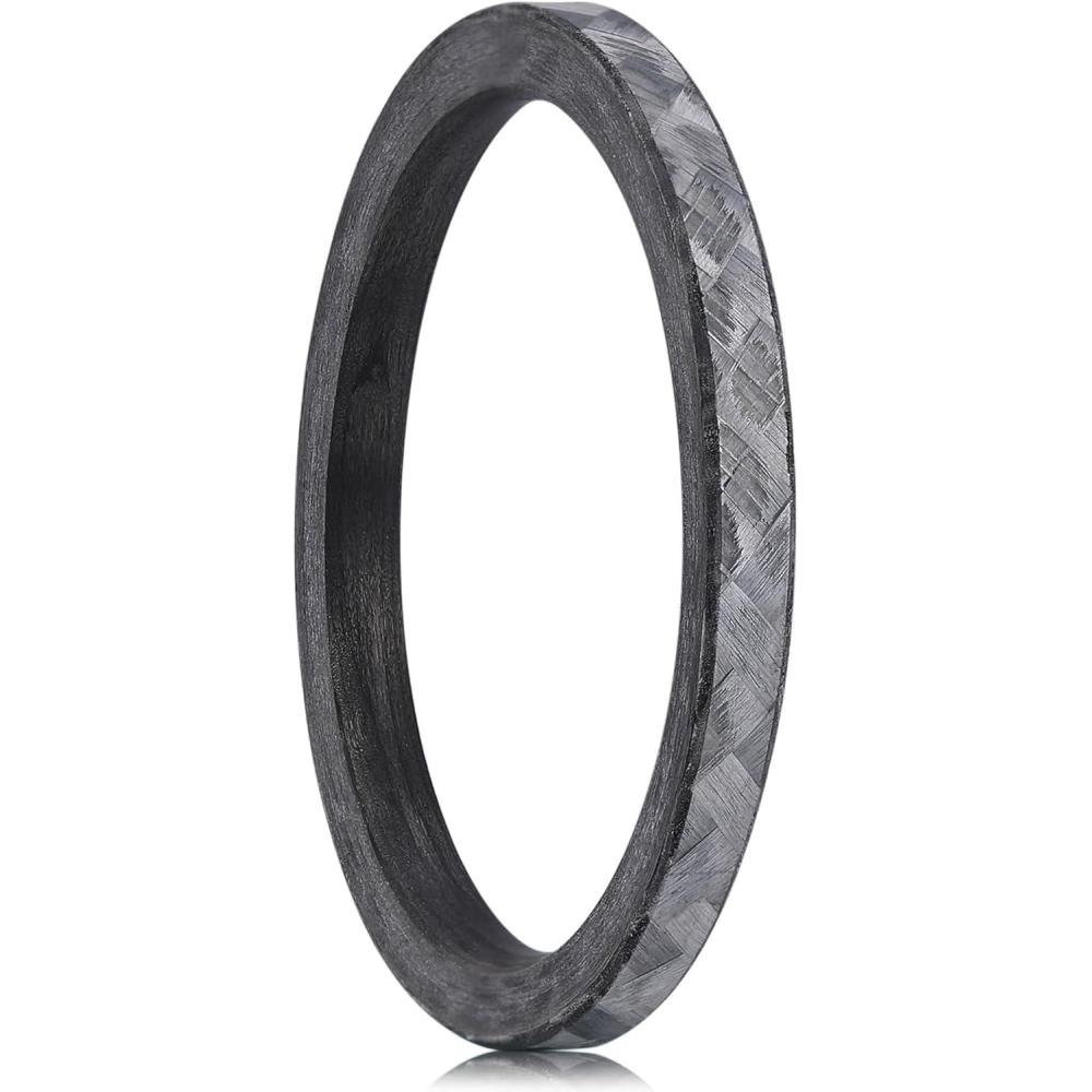 imageKing Will GENTLEMAN 7mm Mens Titanium Wedding Ring Carbon Fiber Inlay Engagement Ring BlackSilverGoldBlue Promise Ring For Him Comfort FitGray2mm