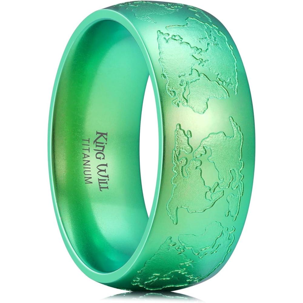 imageKing Will Mens Black Titanium Celtic Knot Wedding Bands 8mm Thumb Rings For Men Beveled Edge Comfort Fit Size 712Green MapDomed