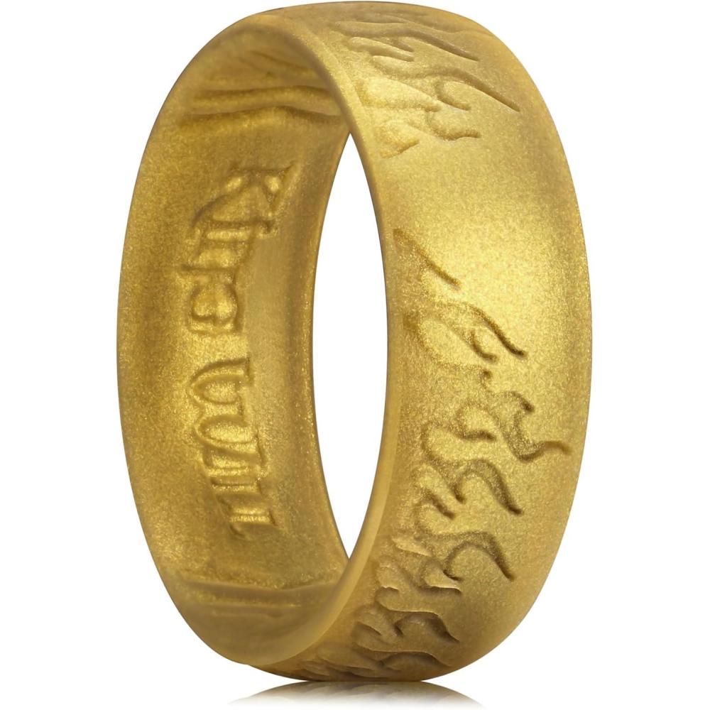 imageKing Will Silicone Ring for Men and Women 18mm Ultra Thick 66mm Width Dome Metallic Style Comfort Fit  Breathable Durable Flexible Wedding BandGold