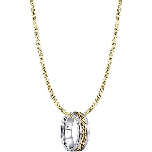 imageKing Will Silver Stainless Steel Ring And Gold Chain Necklace For Men Women Pendant