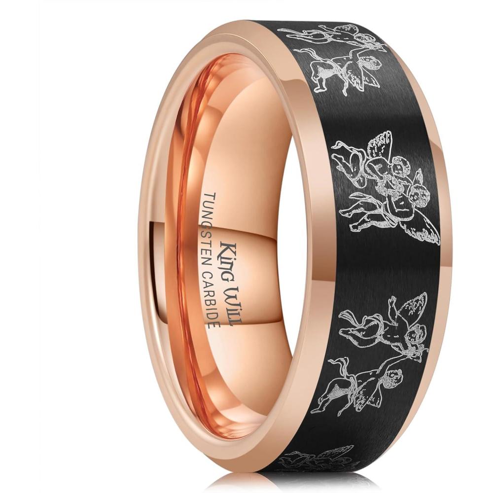 imageKing Will Till Death Men Wedding Band in Rose Gold 8mm Stainless Steel Wedding Ring for Men RoseGold Wedding Ring Polished CorrosionResistant Till Death Ring Comfort Fit Size 712Black Rose Gold