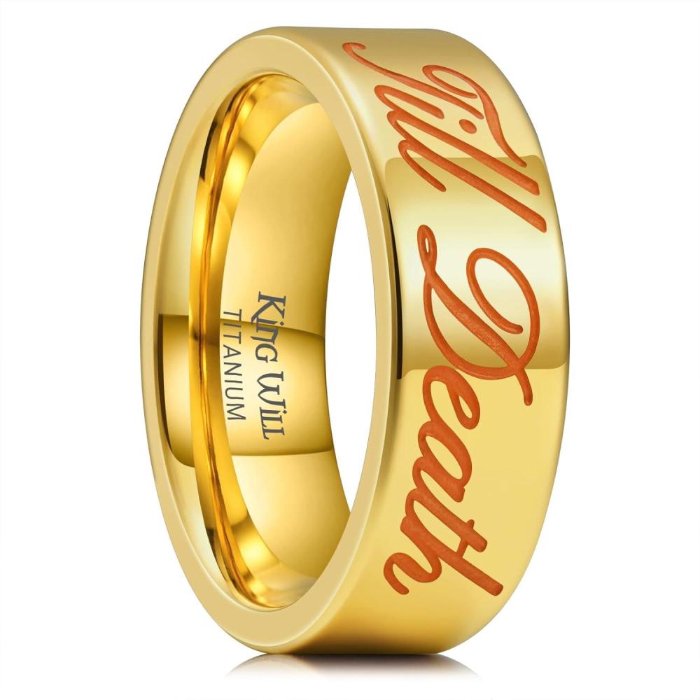 imageKing Will Till Death Men Wedding Band in Rose Gold 8mm Stainless Steel Wedding Ring for Men RoseGold Wedding Ring Polished CorrosionResistant Till Death Ring Comfort Fit Size 712Gold