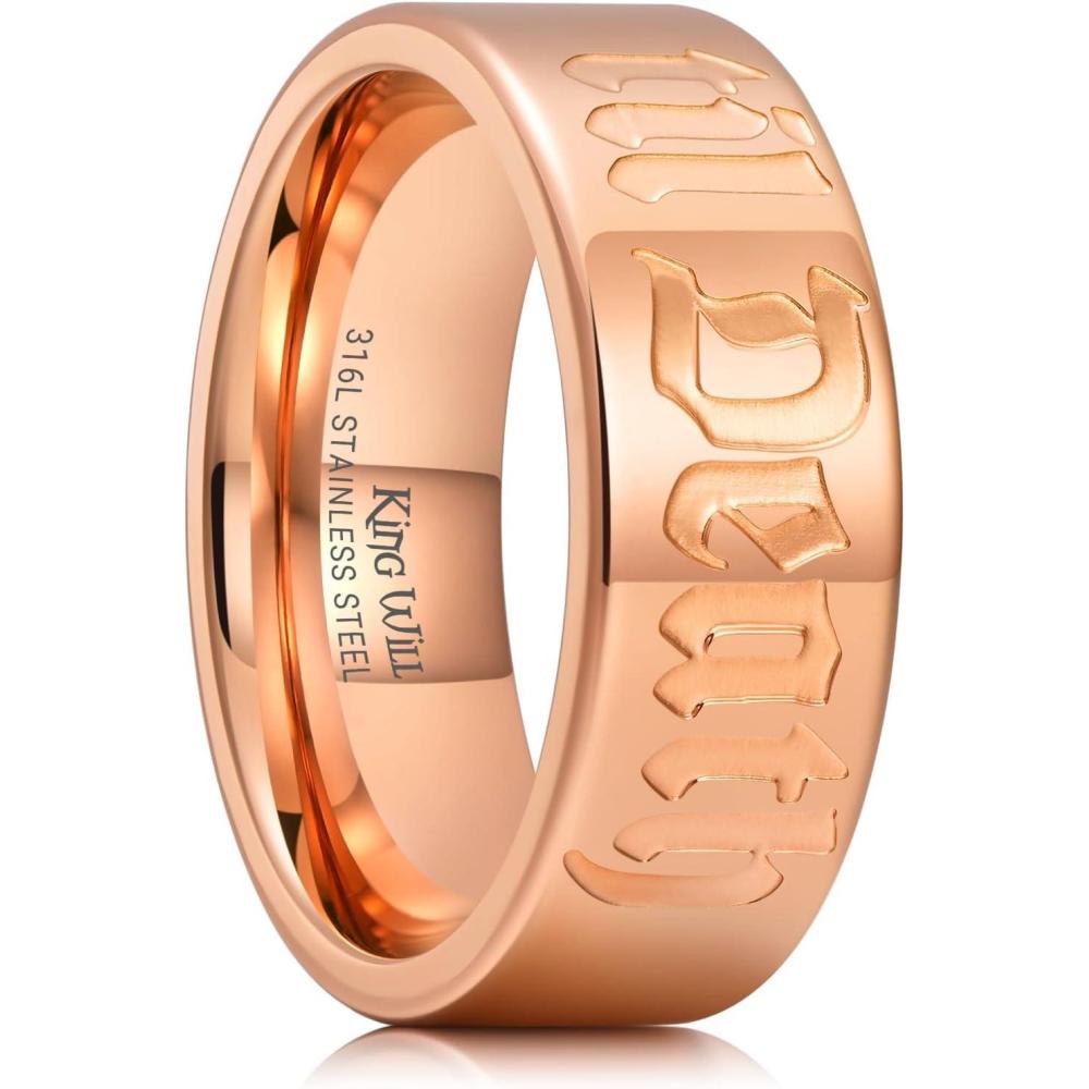 imageKing Will Till Death Men Wedding Band in Rose Gold 8mm Stainless Steel Wedding Ring for Men RoseGold Wedding Ring Polished CorrosionResistant Till Death Ring Comfort Fit Size 712Rose Gold