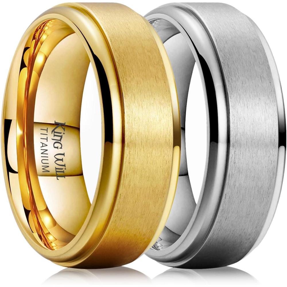 imageKing Will Titanium Wedding Band for Men Women 310mm Width BlackSliverGold High Purity Titanium Promise Wedding Ring Comfort Fit for Daily Wear Size 614GGoldSliver8mm