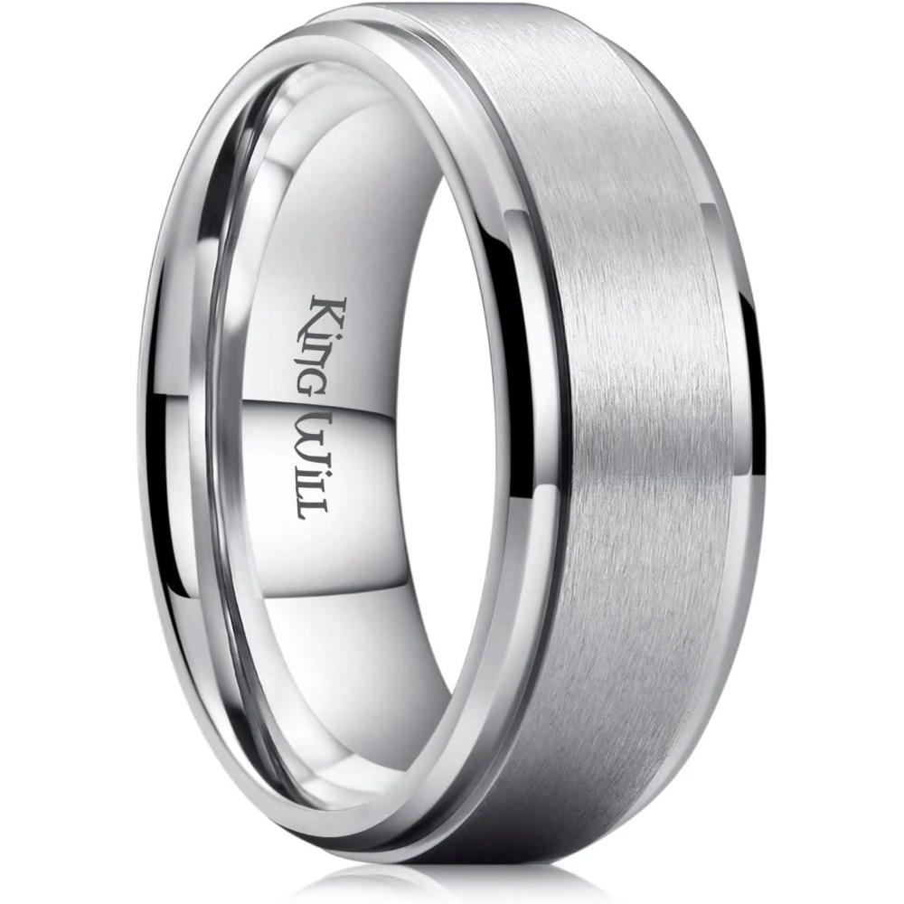 imageKing Will Titanium Wedding Band for Men Women 310mm Width BlackSliverGold High Purity Titanium Promise Wedding Ring Comfort Fit for Daily Wear Size 614BSilver 9mm