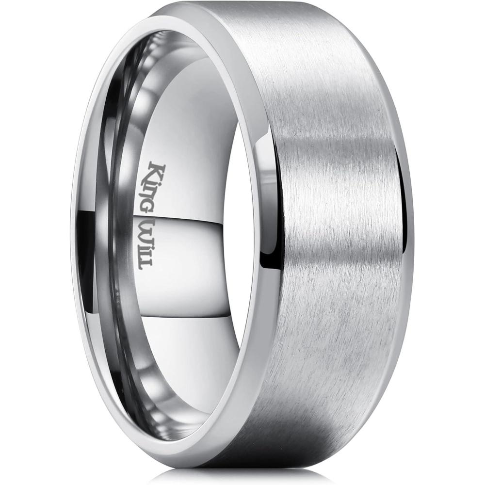 imageKing Will Titanium Wedding Band for Men Women 310mm Width BlackSliverGold High Purity Titanium Promise Wedding Ring Comfort Fit for Daily Wear Size 614CSilver 9mm