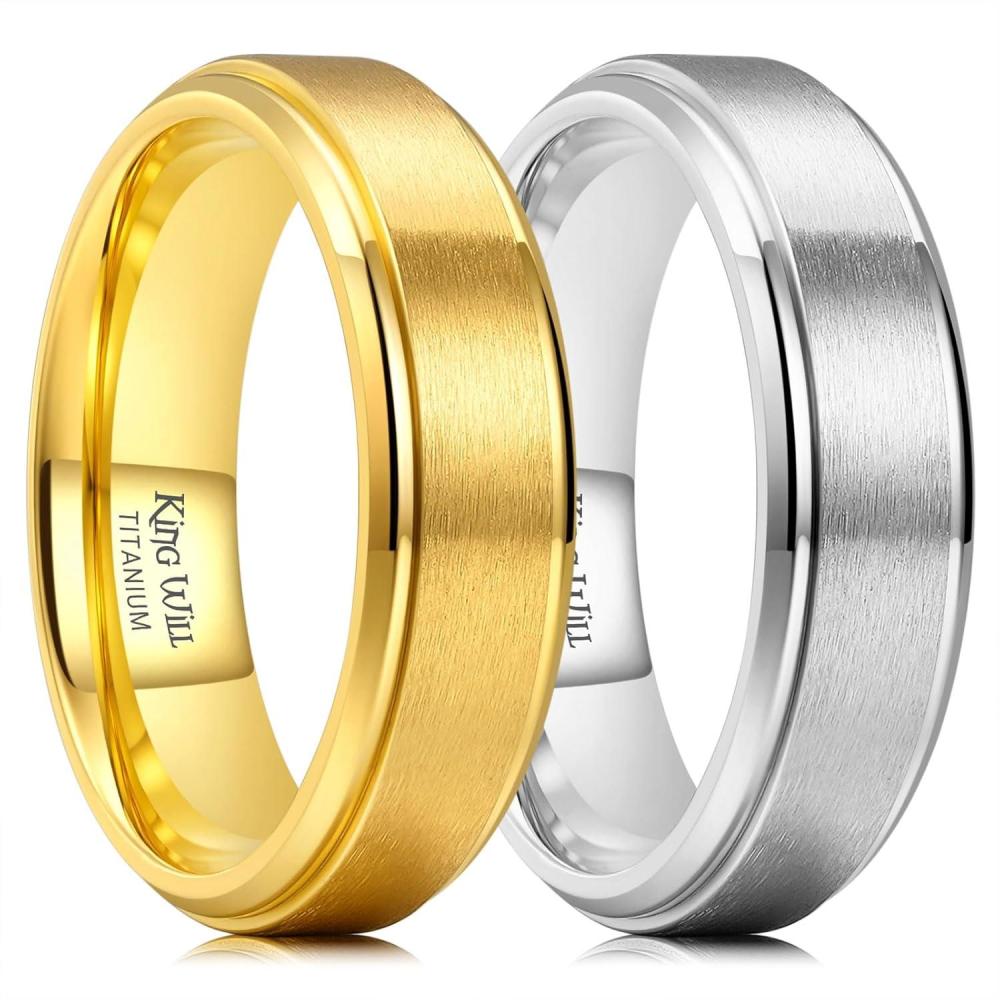 imageKing Will Titanium Wedding Band for Men Women 310mm Width BlackSliverGold High Purity Titanium Promise Wedding Ring Comfort Fit for Daily Wear Size 614GGoldSliver6mm