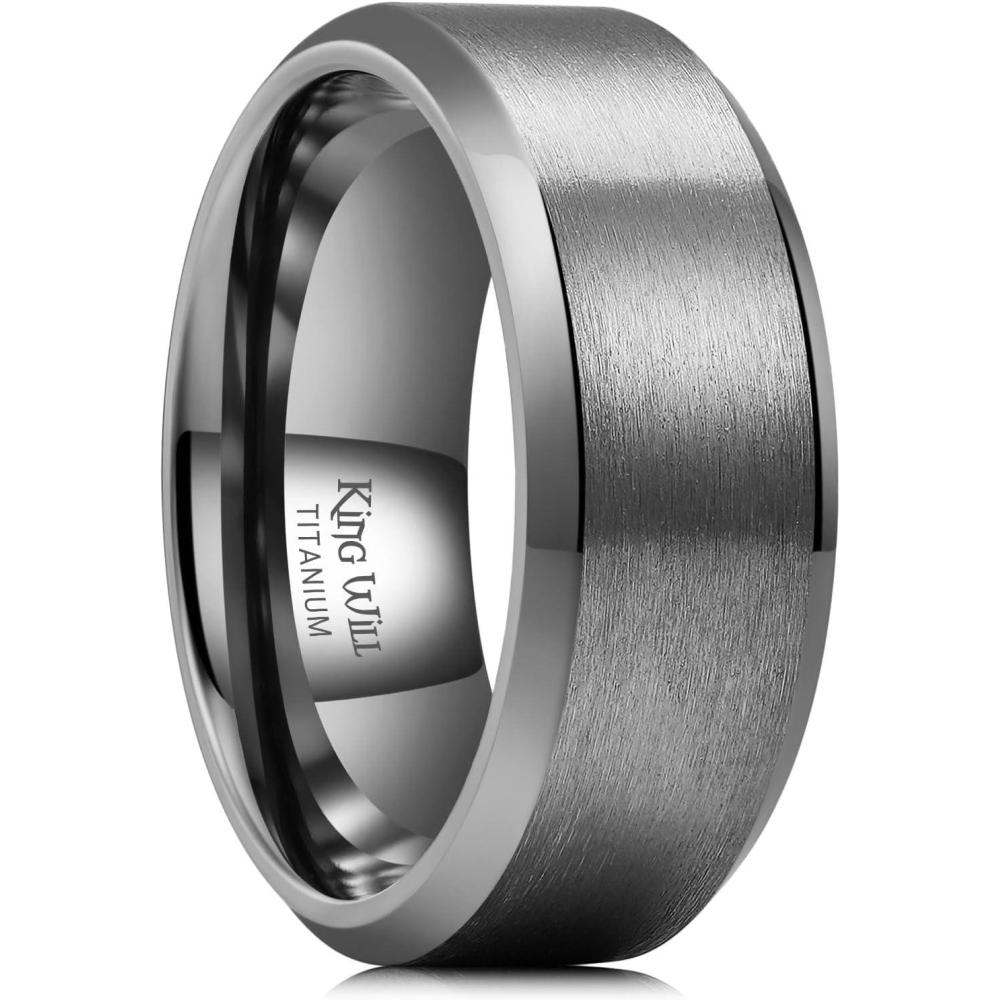 imageKing Will Titanium Wedding Band for Men Women 310mm Width BlackSliverGold High Purity Titanium Promise Wedding Ring Comfort Fit for Daily Wear Size 614Gunmetal Gray8mm