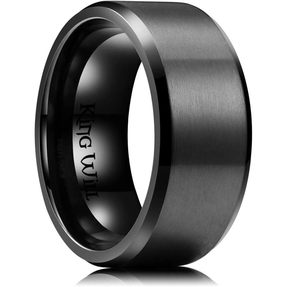 imageKing Will Titanium Wedding Band for Men Women 310mm Width BlackSliverGold High Purity Titanium Promise Wedding Ring Comfort Fit for Daily Wear Size 614ABlack 9mm