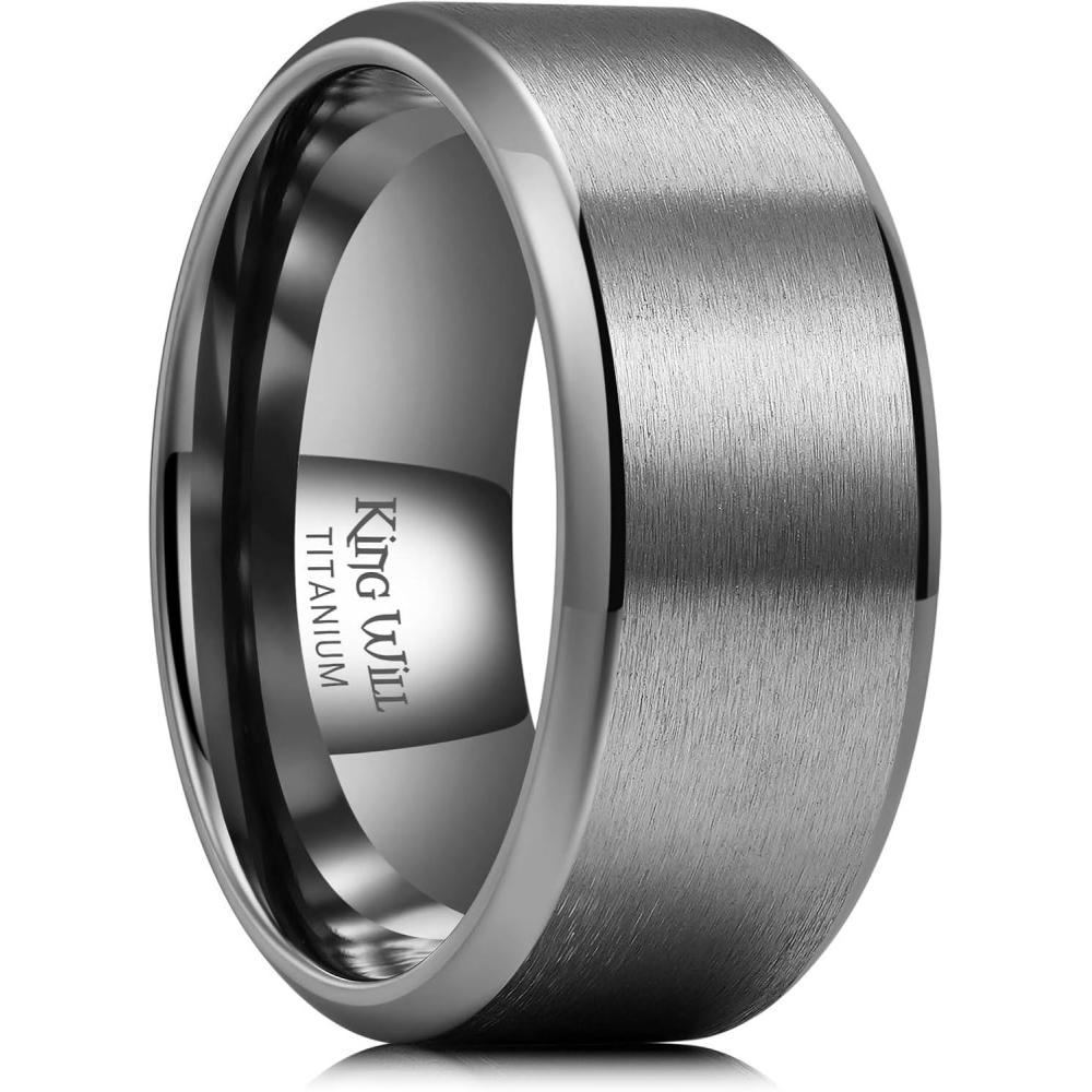 imageKing Will Titanium Wedding Band for Men Women 310mm Width BlackSliverGold High Purity Titanium Promise Wedding Ring Comfort Fit for Daily Wear Size 614Gunmetal Gray10mm