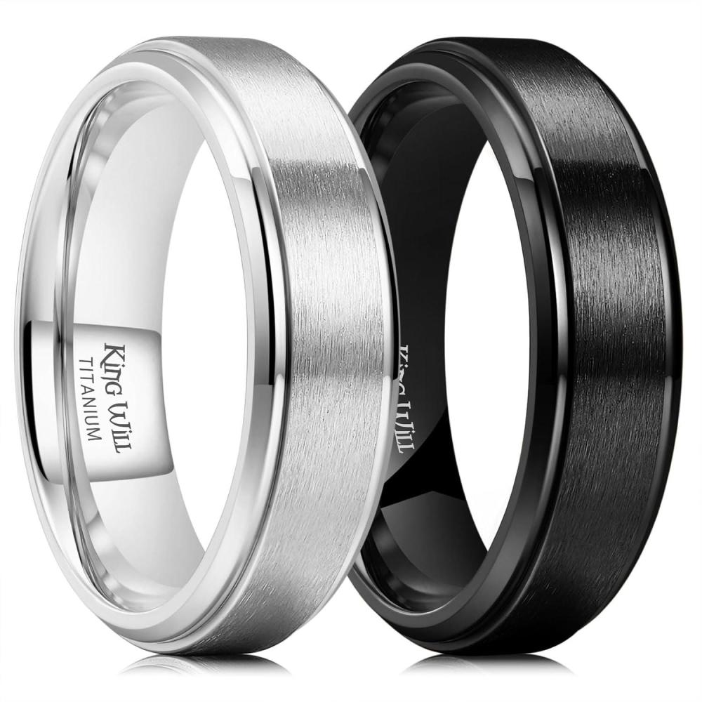 imageKing Will Titanium Wedding Band for Men Women 310mm Width BlackSliverGold High Purity Titanium Promise Wedding Ring Comfort Fit for Daily Wear Size 614GBlackSliver6mm