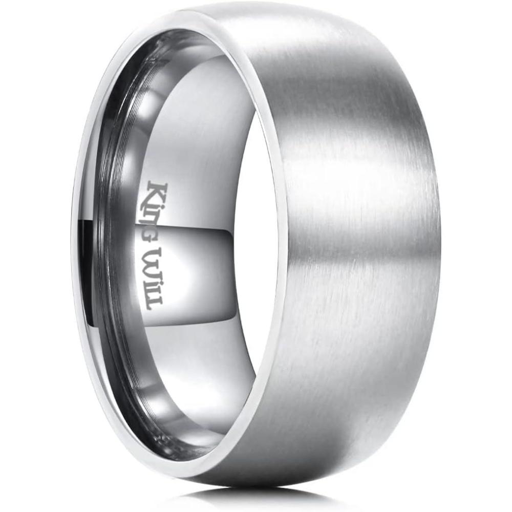 imageKing Will Titanium Wedding Band for Men WomenSliverBlackGold Plated Pure Titanium Wedding Ring 39mm Widths Available Brushed Matte Design Comfort Fit Size 416AAll Silver9mm