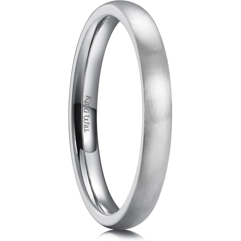 imageKing Will Titanium Wedding Band for Men WomenSliverBlackGold Plated Pure Titanium Wedding Ring 39mm Widths Available Brushed Matte Design Comfort Fit Size 416AAll Silver3mm