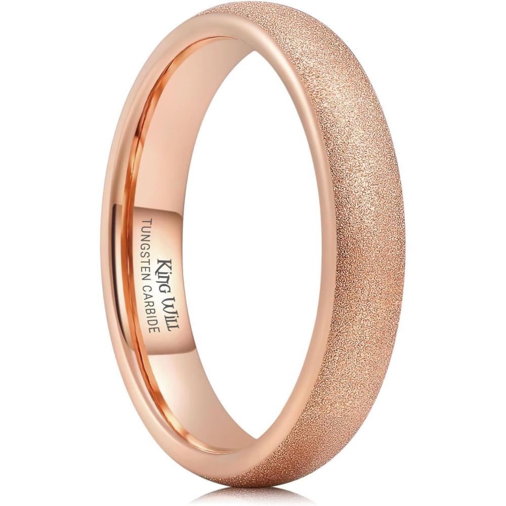 imageKing Will Tungsten Carbide Wedding Band for Men 8mm Black High Polished Domed Blue Green Gold 3D Stars Inlay Mens Ring for Everyday Wear Comfort Fit Size 714Rose Gold