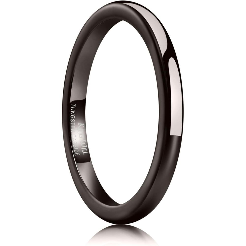 imageKing Will Tungsten Carbide Wedding Band for Men Women Promise Rings for Couples Domed High PolishGunmetal2mm