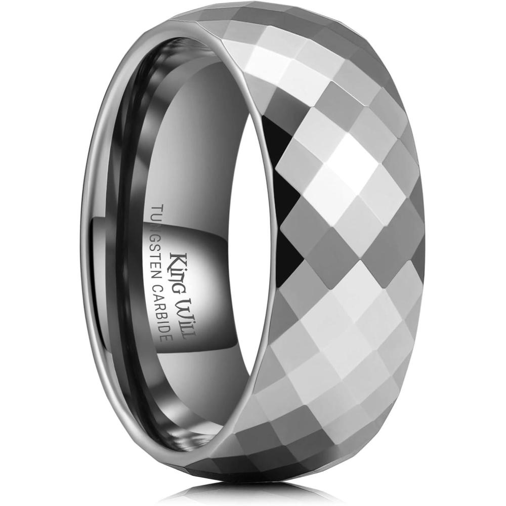imageKing Will Tungsten Carbide Wedding Ring for Men Women Promise Ring for Couple 2mm4mm6mm BlackSilverGoldRose Gold Multifaceted Shining Luster High Polished Wedding Band Comfort FitGunmetal8mm