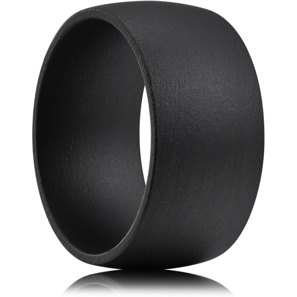 imageKing Will Wooden Wedding Band for Men Women 412mm Width in BlackBrown Wood Wedding Ring Domed Style Comfort Fit and Promise Ring Size 813Black Walnut12mm